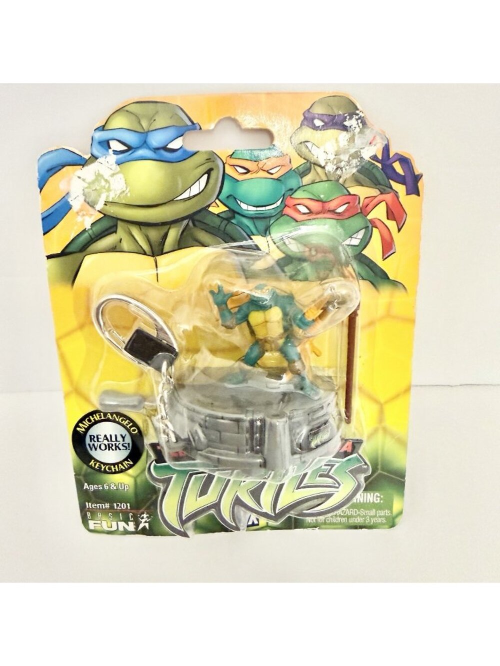 2003 TMNT Michelangelo Really Works Keychain Basic Fun #1201 Y2K Sealed NOS